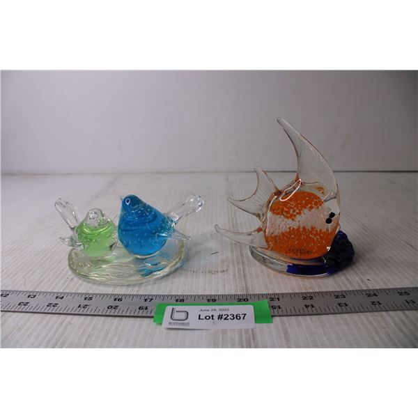 Glass Fish and Bird Candle Holders