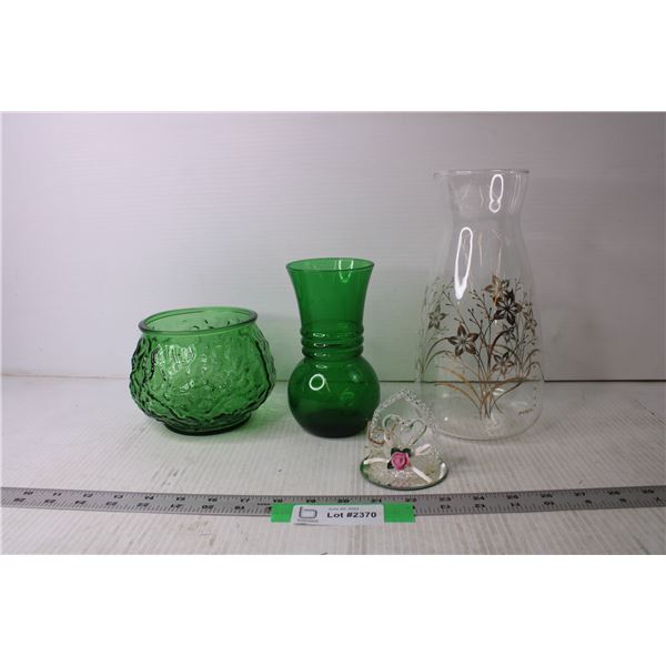 Glass Vases, Pyrex Pitcher and Misc.