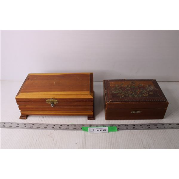 (2) Wooden Jewelry Boxes