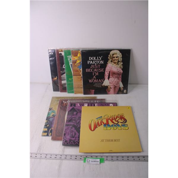 (9) Vintage Vinyl Records - Willie Nelson, Dolly Parton