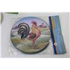 Image 2 : Decorative Rooster Stove Element Covers - Metal Rooster Candle Holder - Rooster Plate