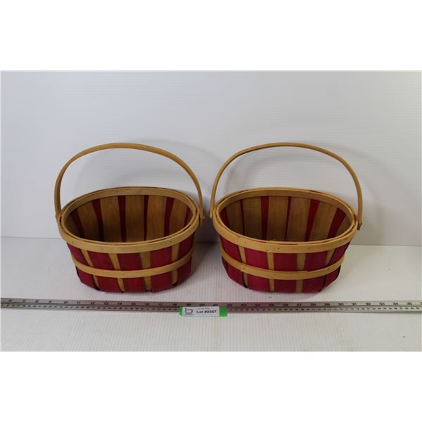 (2) Wooden Baskets