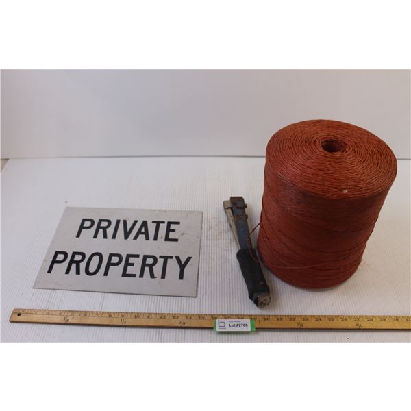 Private Property Sign 14 x 10 + Red Twine + Handheld Stapler