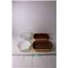 Image 1 : Pyrex and Glass Dishes and Wicker Baskets