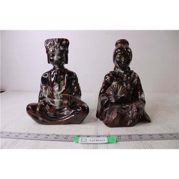 (2) Ceramic People Statues