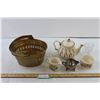 Image 1 : Tea Pot + (3) Creamers + Metal Basket