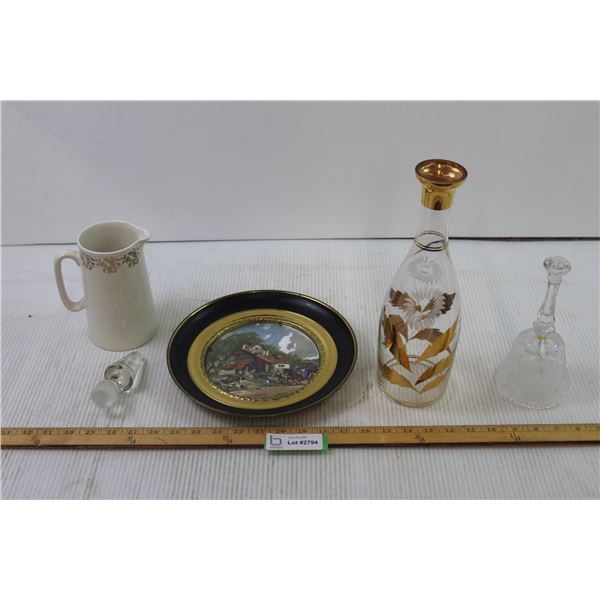 Decorative Plate + Pitcher + Vase + Bell