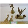 Image 1 : (4) Pieces Brass-Candle Holder, Unicorn Bell and (2) Ornaments