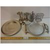 Image 1 : Silver Tone Lot of Assorted Trays(2), Basket, Candle Holders(3), Pyrex Coffee Press