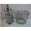 Image 3 : Silver Tone Lot of Assorted Trays(2), Basket, Candle Holders(3), Pyrex Coffee Press