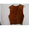 Image 1 : Fringed Leather Vest-Measures 25" from top of shoulder to bottom of frills