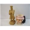 Image 2 : Toby Mug and Box of Small Collectibles and Wooden Carving