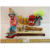 Image 1 : Assorted Vintage Toys-Clowns, Rubber<Wooden,(2) Recorders