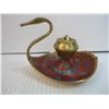 Image 2 : Swan Brass/Enamel Incense Burner, Pair of Children's Shoes (India),Brass/Enamel Trinket Dish w/butto