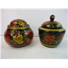 Image 2 : U.S.S.R Hand painted Wooden Bowls, Spoon, Trinket Dishes and (5) Cross Stitch Needlework