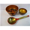 Image 3 : U.S.S.R Hand painted Wooden Bowls, Spoon, Trinket Dishes and (5) Cross Stitch Needlework
