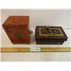 Image 1 : Wooden Safe Box and Antique Cash Box (both have keys)