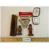 Image 1 : Clothing Brush/Craven A Cigarette Roller/Ashtray/Kay woodie Butane Lighter/(2) Wooden Carvings
