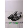 Image 1 : Women's Jolie Victoria Black and Silver Lucite Slide Shoes - Size 9