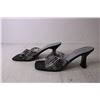 Image 2 : Women's Jolie Victoria Black and Silver Lucite Slide Shoes - Size 9