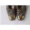 Image 6 : Tigress Black and Beige Gold Toe Lion Women's Heels - Size 7 1/2