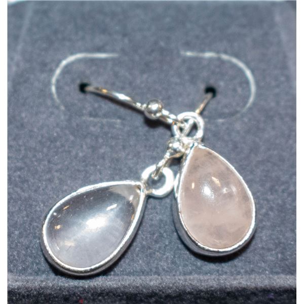 BZ511-96 SILVER ROASE QUARTZ EARRINGS