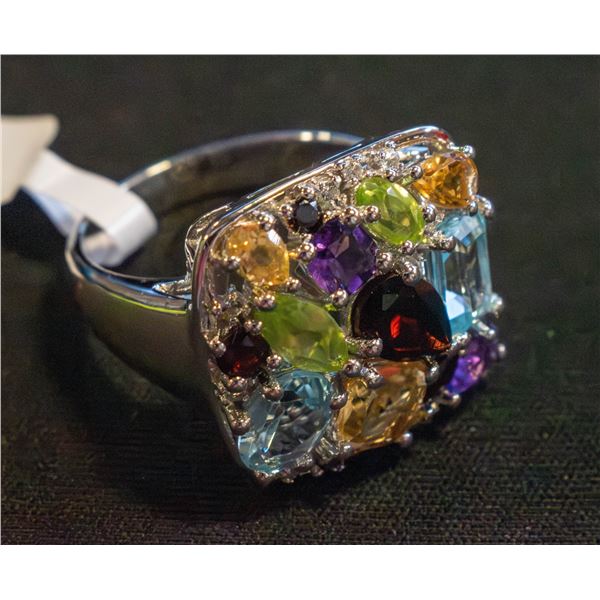 BZ511-81 SILVER BLUE & WHOTE TOPAZ 5.2CT RING