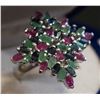 BZ511-83 SILVER SAPPHIRE EMERALD & RUBY RING