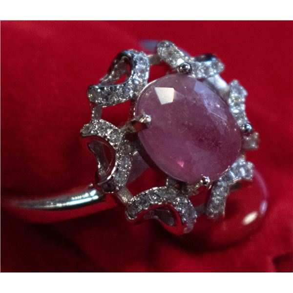 BZ511-77 SILVER 2.6CT RUBY SIZE 6 RING
