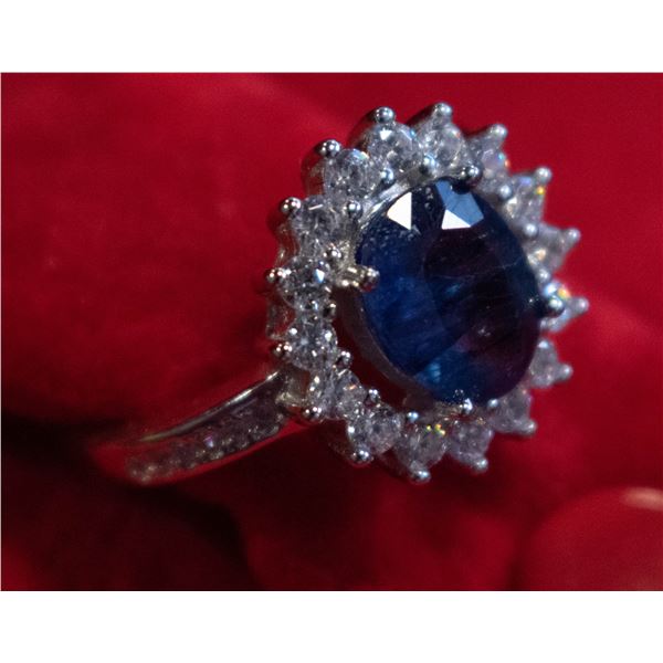 BZ511-57 SILVER SAPPHIRE 1.6CT RING