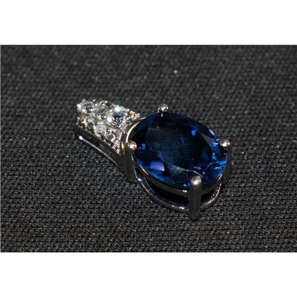 BZ511-56 SILVER CREATED SAPPHIRE PENDANT