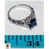 Image 1 : LADIES SAPPHIRE COLORED CENTER WITH HALO BLUE &