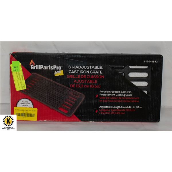 NEW UNIVERSAL ADJUSTABLE CAST IRON GRILL GRATE
