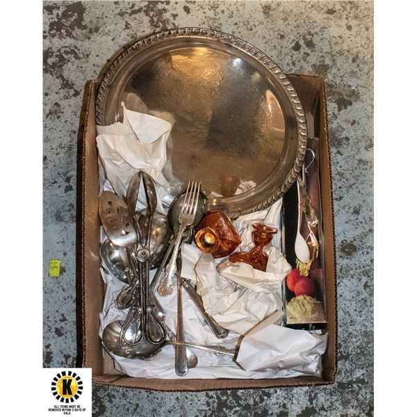 SILVER PLATE- BOX LOT ASSORTED