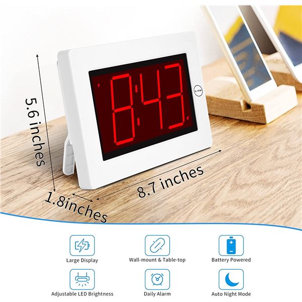 NEW KWANWA WHITE WALL DIGITAL CLOCK WITH ALARM