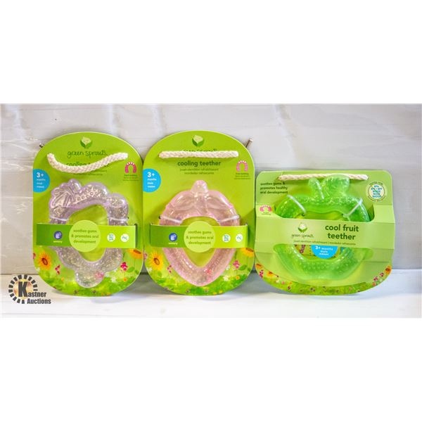 NEW 3 PACK OF GREEN SPROUTS COOL FRUIT TEETHERS