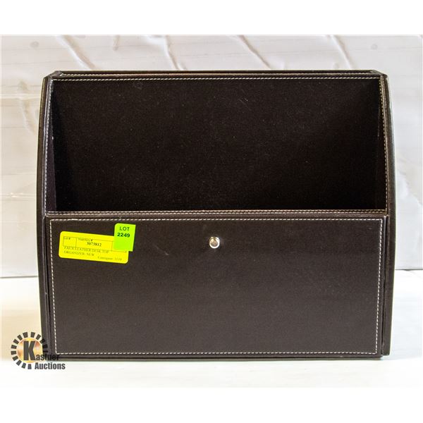 FAUX LEATHER DESK TOP ORGANIZER- NEW