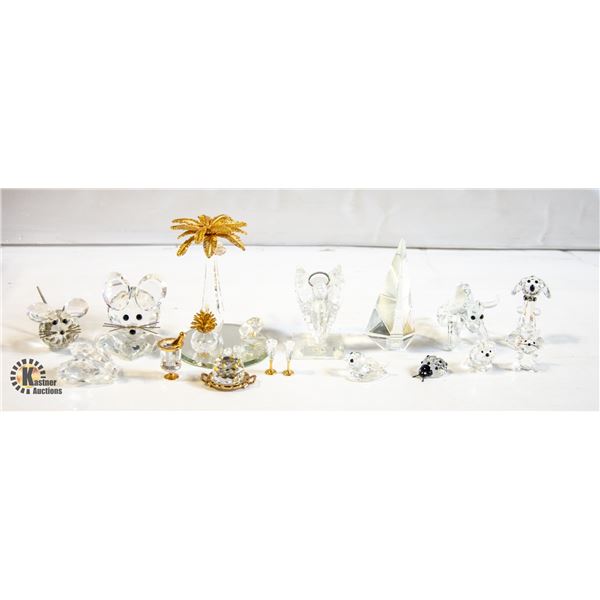 SWAROVSKI/CRYSTAL FIGURINES 14 ASSORTED