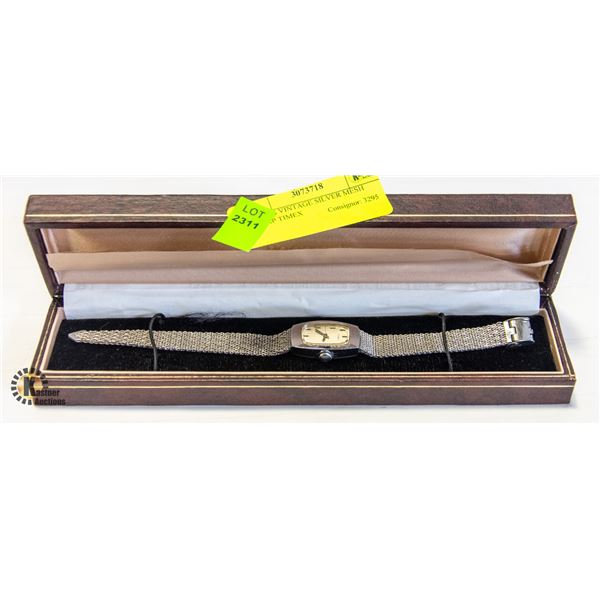 LADIES VINTAGE SILVER MESH STRAP TIMEX