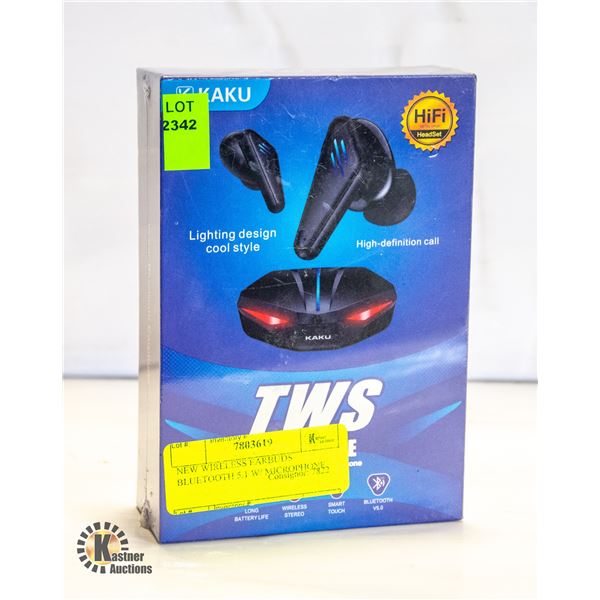 NEW WIRELESS EARBUDS BLUETOOTH 5.1 W/ MICROPHONE