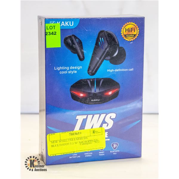 NEW WIRELESS EARBUDS BLUETOOTH 5.1 W/ MICROPHONE