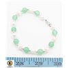 Image 1 : #208- FRESH WATER PEARL & GREEN JADE BRACELET 7.5"