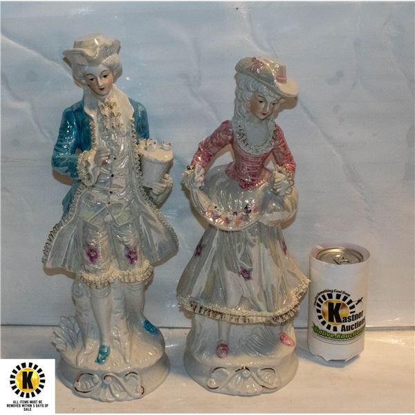 VINTAGE FRENCH PORCELAIN 16" FIGURINES- SET OF 2
