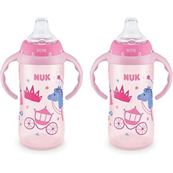 NEW 2 PACK OF NUK EVENFLO BABY BOTTLES WITH LIDS