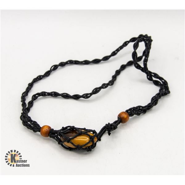 NEW ROPE WRAPPED TIGERS EYE PENDANT-