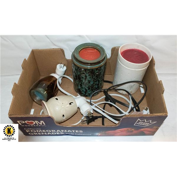 4 SCENTSY PLUG IN SCENTED WAX LAMPS(NEED CLEANING)