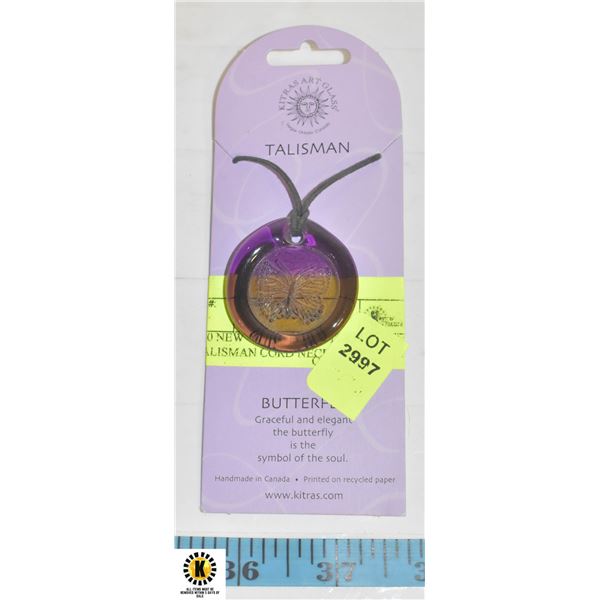 NEW - PURPLE BUTTERFLY TALISMAN CORD NECKLACE: