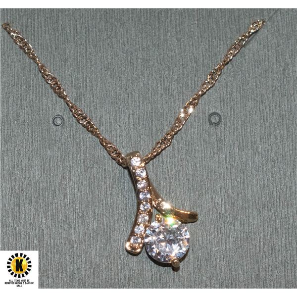 50 CM GOLD TONE 1 CT CZ WITH CLEAR ACCENTS NECKLAC