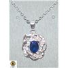 Image 1 : 50 CM LONG NECKLACE WITH SAPPHIRE COLORED