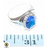 Image 1 : MENS OVAL BLUE SAPPHIRE COLORED CENTER WITH